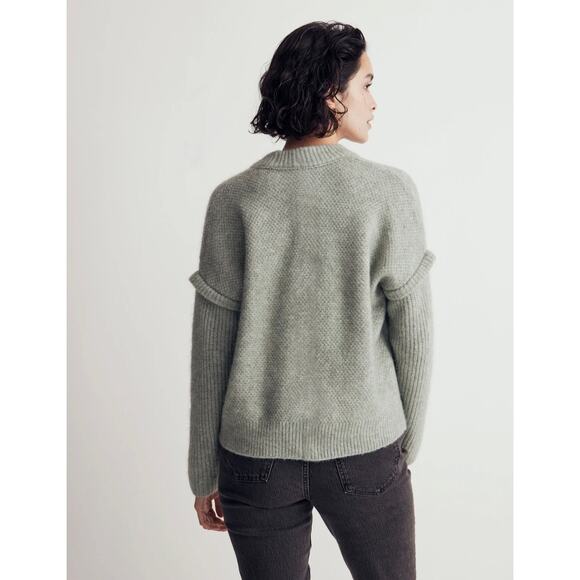 Madewell Cable Havener Pullover Sweater Wool Alpaca Cable Knit Sage 3X Boxy - Picture 3 of 16